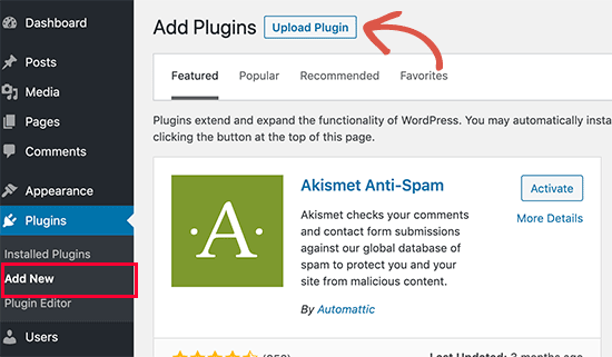 Upload Plugin Button Cara Memasang Plugin WordPress